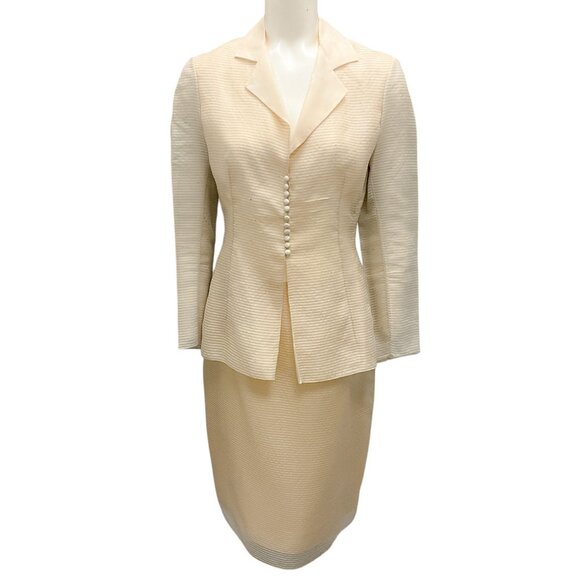 Angel Sanchez Dresses & Skirts - Angel Sanchez Cream Raw Silk Jacket and Skirt Suit Set